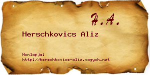 Herschkovics Aliz névjegykártya